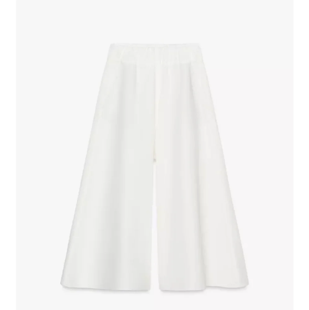 Zara Zw Collection Ecru Linen Volume Wide-Leg Crop Pants Sz-S